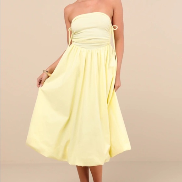 LULUS drop waist Yellow fit and flare maxi Dress s nwt - Picture 4 of 4